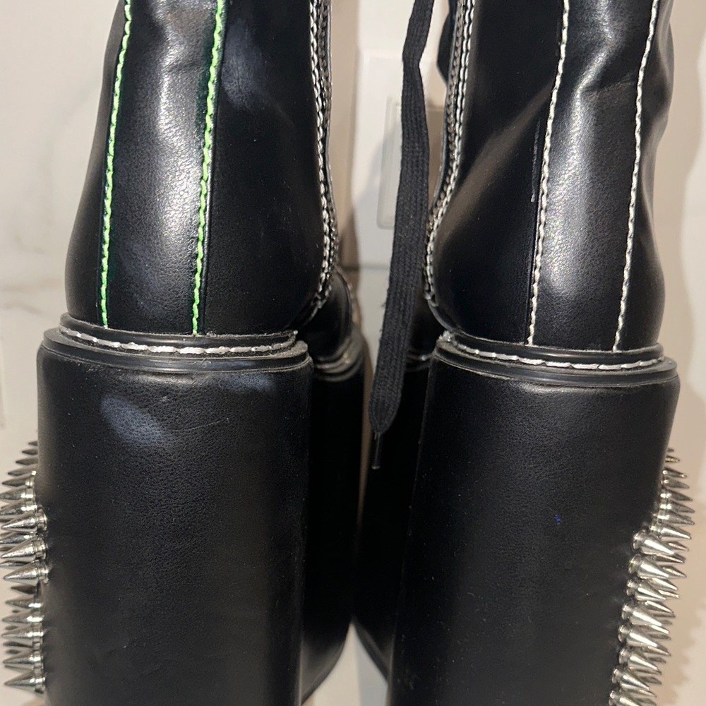 Dolls Kill Never Censored F off Black Platform Boots with Studs - Picture 8 of 11